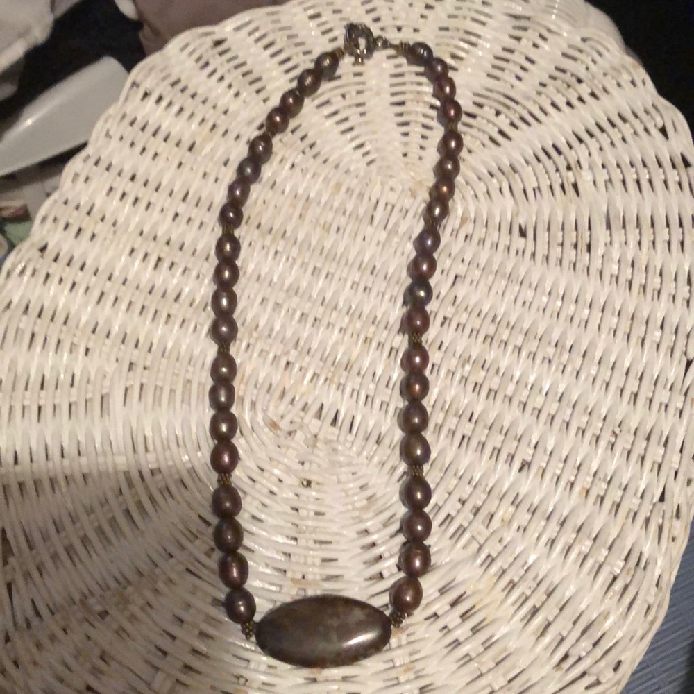 Pearl and stone necklace 20”